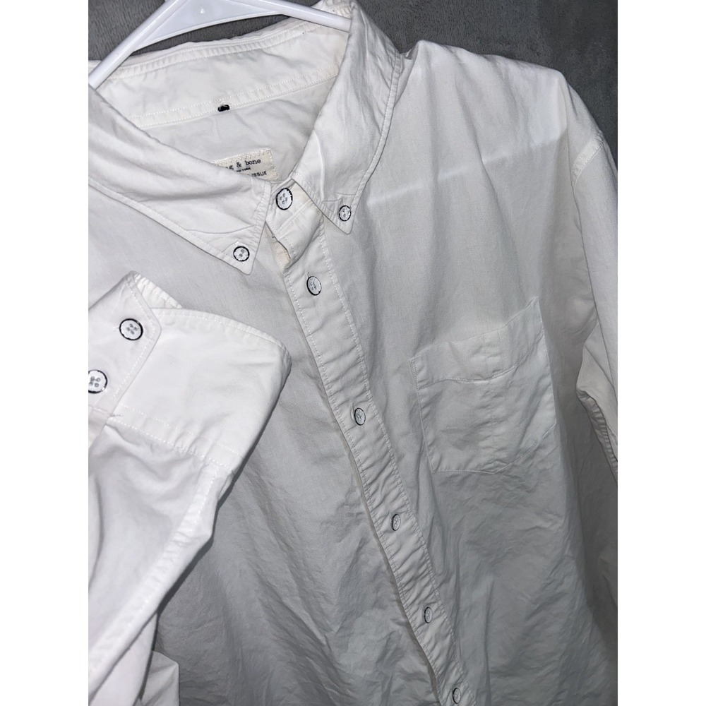 Rag & Bone Shirt Men 2XL White Standard Issue Metal Buttons Minimalist